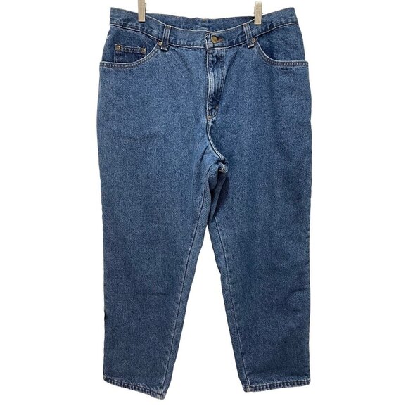 Vintage L.L. Bean Blue Medium Wash Classic Fit Cotton Straight Leg Jeans Size 18 - Picture 1 of 7